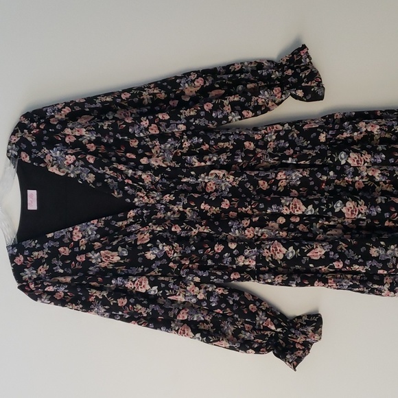 Pink Lily dark floral long sleeve maxi dress size small - Picture 1 of 11
